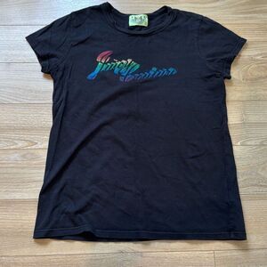 Vintage Juicy Couture Black Rainbow Graphic Puff Short Sleeve T-shirt size large